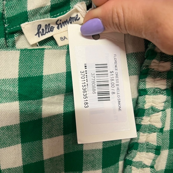 Hello Simone Kids Dress Green Checkered - Picture 6 of 6
